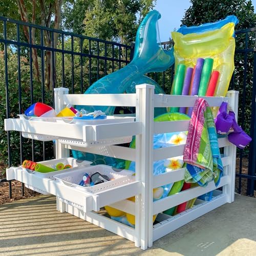 zippity freestanding poolside organizer, white vinyl, main product view