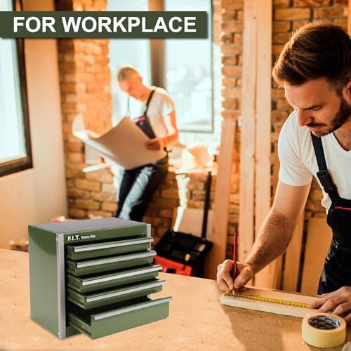 mini tool box with 5 drawer,green metal toolbox showing dimensions