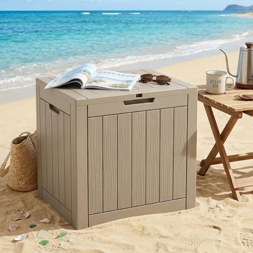 efu outdoor storage box 42 gallon deck box on a desk or shelf