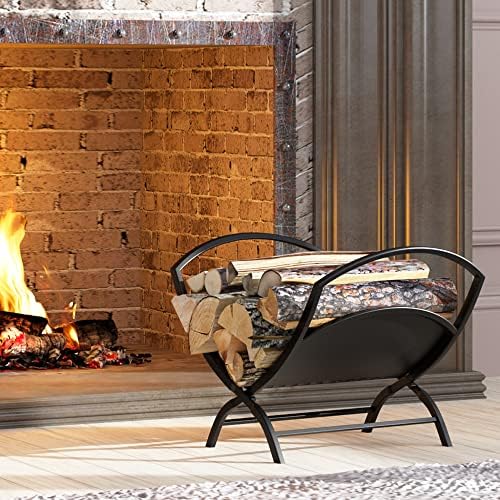 fire beauty folding firewood rack indoor outdoor log, side view