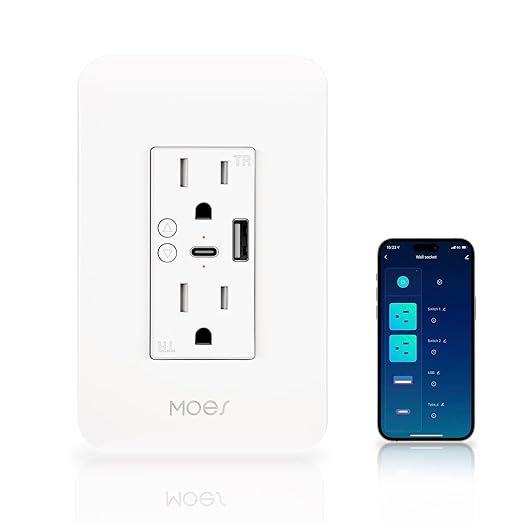 MOES Smart USB Wall Outlet Receptacle by MOES