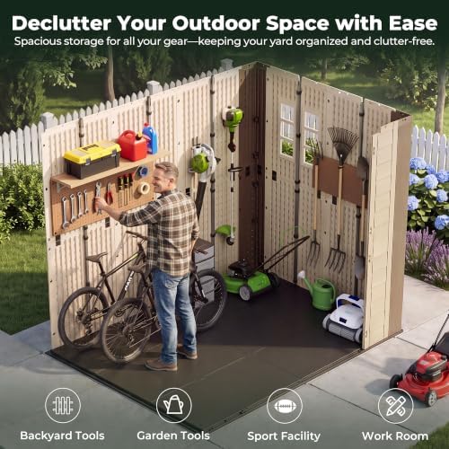 resin shed 8x6 ft outdoor storage shed with, close-up detail