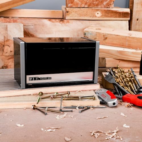 p.i.t. mini tool box,3 drawers small metal toolbox on a desk or shelf