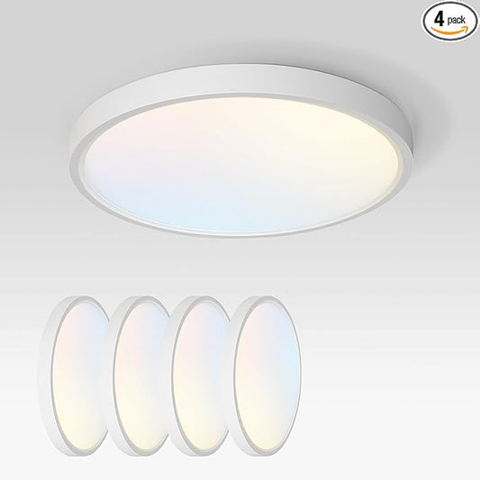 ASD LED 12" Round Flush Mount Ceiling Light Fixture, Low Profile Surface by ASDLightingCorporation
