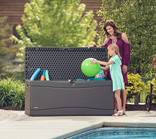 lifetime 60298 heavy duty outdoor storage deck box, side view