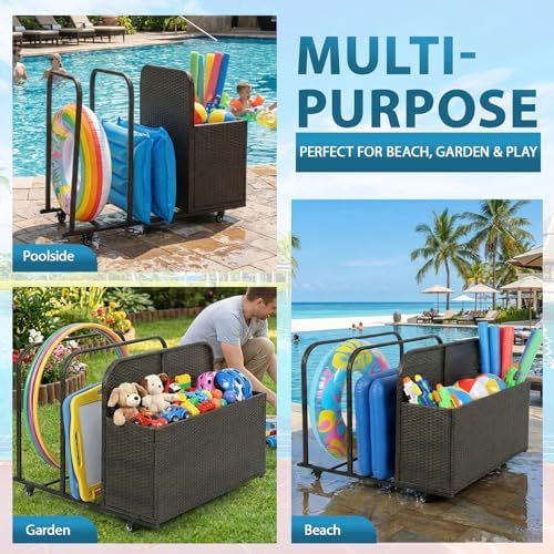 fdw pool float storage poolside storage bin holder, side view