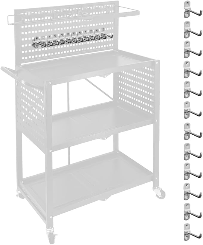lumizone Tool Cart Hook Set A 3-Tier Foldable Tool cart on wheels DIY Use Tool by Lumizone