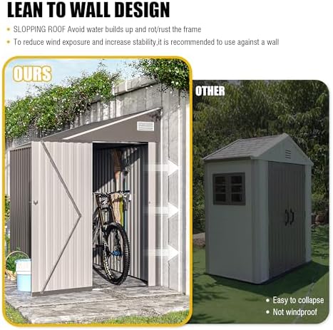 yopto 4×8 ft outdoor metal storage shed,heavy-duty lean on a desk or shelf