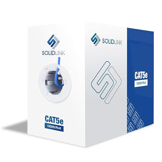 SolidLink CAT5e Ethernet Cable 1000ft – 24AWG Solid CCA UTP Unshielded CAT 5e by SolidLink