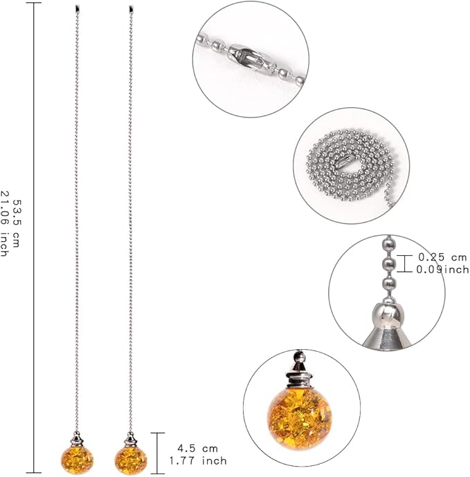Amber Pull Crystal Glass Ice Cracked Ball Pull Chain - Image 2