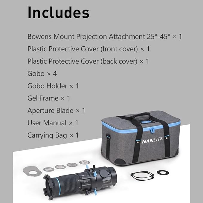 NANLITE Bowens Mount Projection Attachment 25°-45° Optical Snoot Photography - Image 7