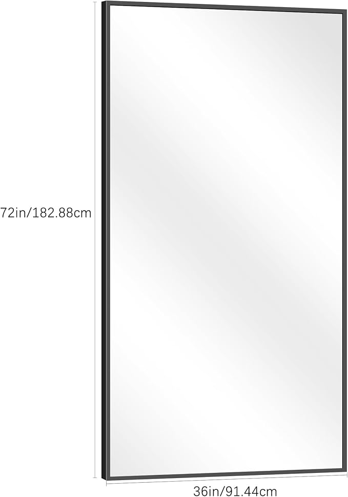 Black Bathroom Mirror for Wall, 72x36 Inch Rectangle Mirrors - Image 5