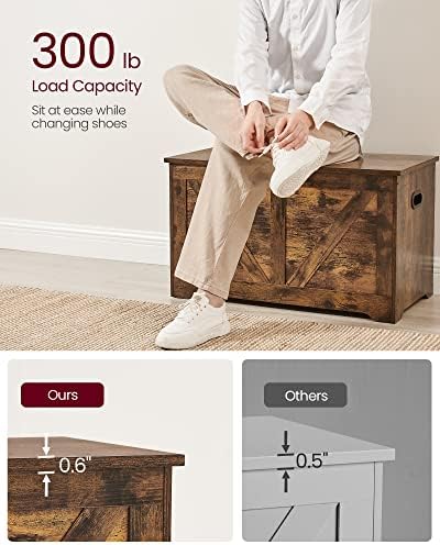 vasagle storage chest with 2 safety hinges, 15.7 on a desk or shelf