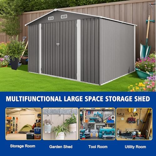 10x8 ft outdoor storage shed, metal garden shed, package contents