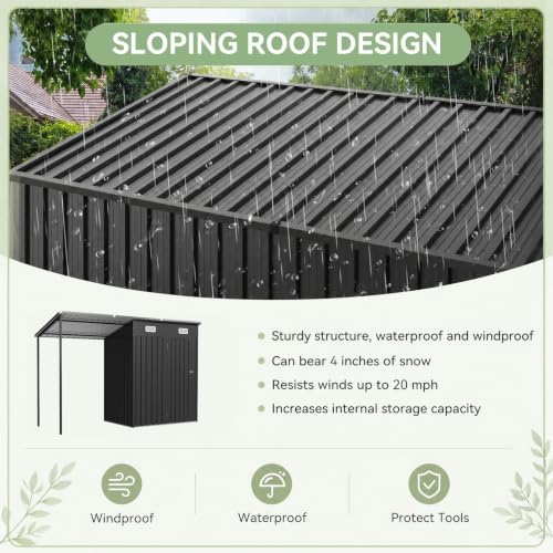 5x3ft outdoor storage shed & hardtop gazebo combo showing dimensions