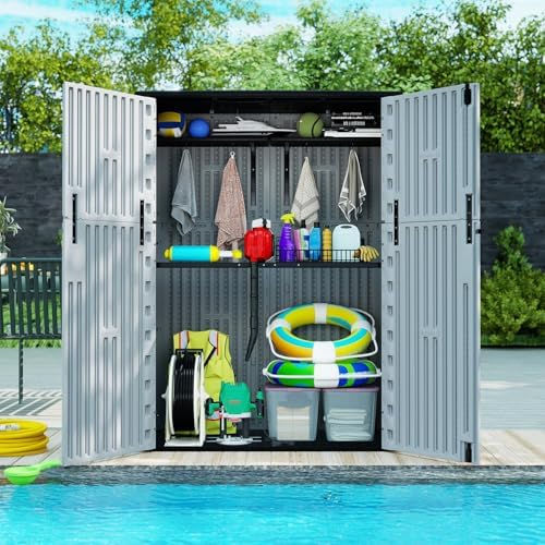 zzm 57 cu.ft outdoor storage cabinet with one, side view