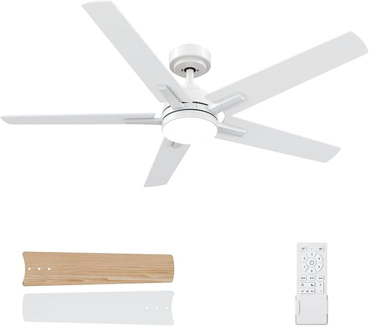 SODSEA Ceiling Fans with Lights, 52 inch White Ceiling Fan with Light and by SODSEA