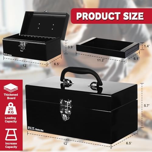 p.i.t. metal tool box 12 inch,portable small toolbox shown in use