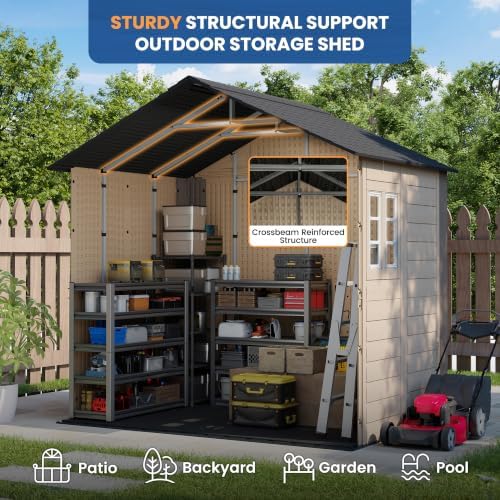 amopatio 8x6 ft outdoor storage shed with floor, close-up detail