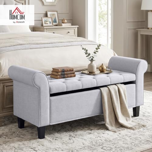 homcom 47" storage ottoman end of bed bench shown in use