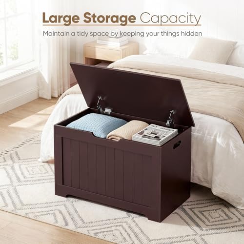 zenstyle storage chest, wood storage bench with 2, side view