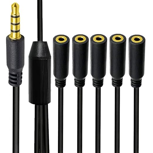 MysRuida 1.6ft 1/8” 3.5mm TRRS Extension Stereo Audio Cable, 1 Male to 5 Female - Image 2