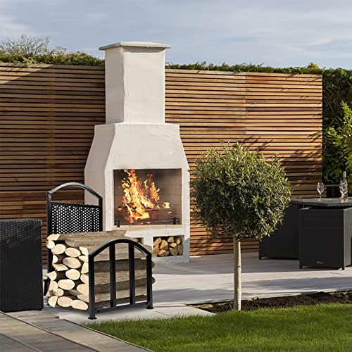 hecasa firewood rack with fireplace tools set indoor on a desk or shelf