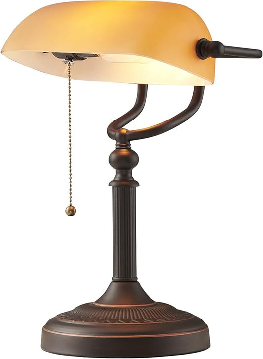 Newrays Matted Orange Glass Bankers Desk Lamp by Newrays