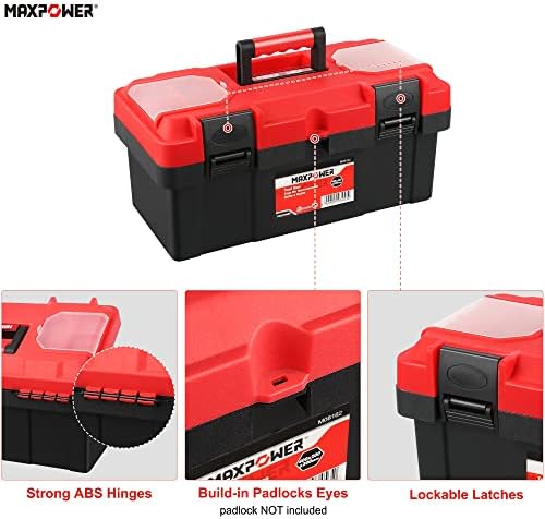 maxpower tool box 16 inch, plastic small tool, close-up detail