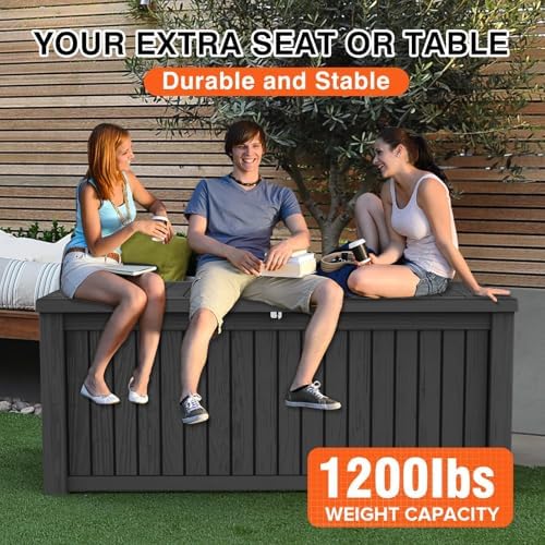 outdoor storage box 185gal waterproof resin deck box,pool, side view