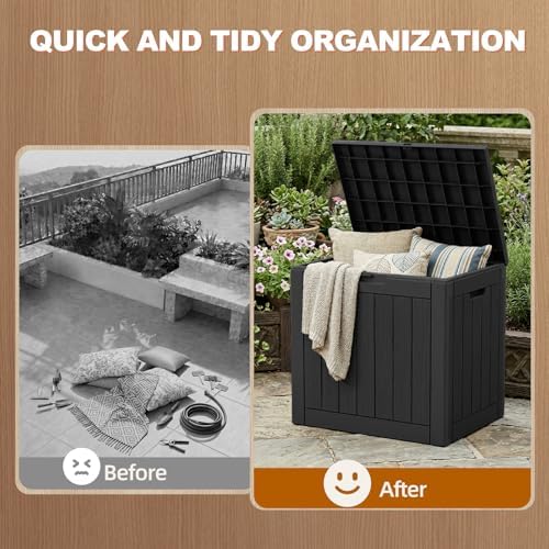 efu outdoor storage box 42 gallon deck box, side view