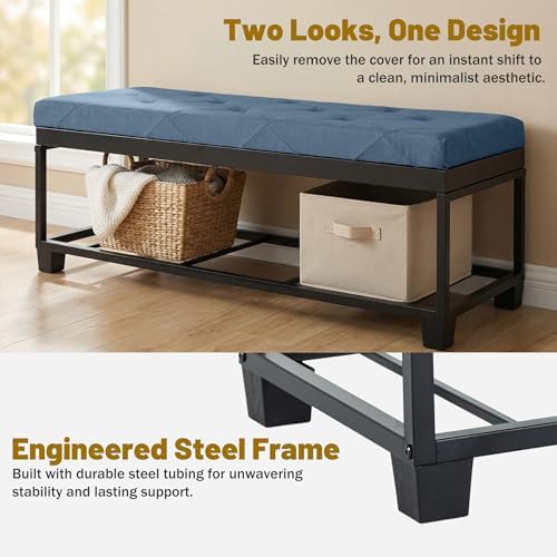 dumos storage ottoman bench, 43.3 inch end of, close-up detail