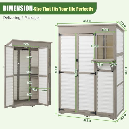 outdoor storage cabinet with waterproof pvc panels, 48.8", close-up detail