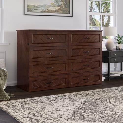 afi, alpine queen wood murphy bed chest with shown in use