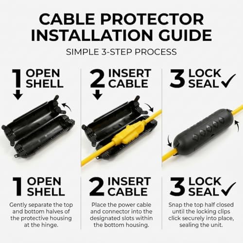 2 Pack Outdoor Extension Cord Cover IP44 Waterproof Safety Cover | Protects Outdoor Plugs from Rain, Snow, and Dust, Ideal for Christmas Lights, Garden Tools, and Holiday Decorations