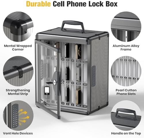 glosen 24 slots cell phone storage locker for showing dimensions