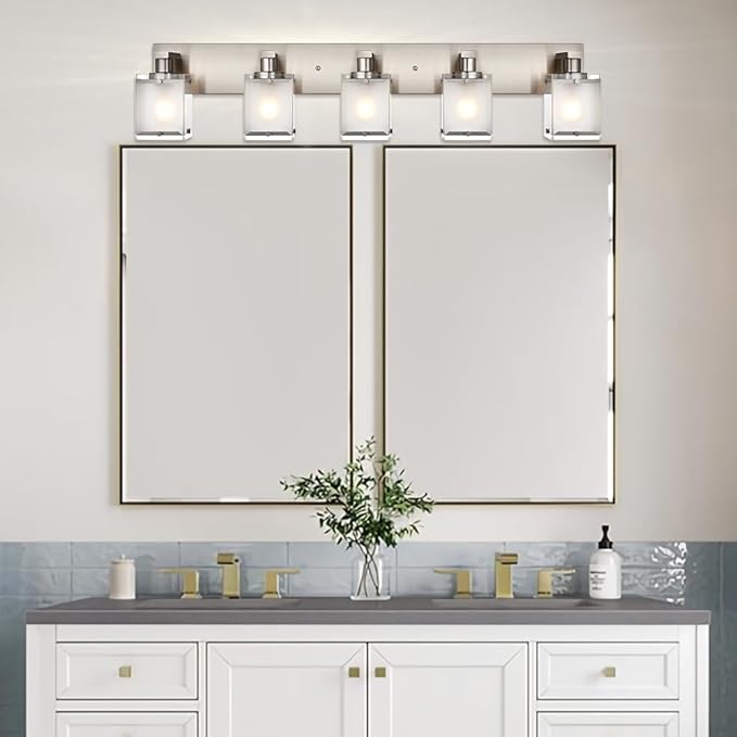 WINSHEN 5-Lights Bathroom Vanity Light Fixtures, Modern Brushed Nickel Wall - Image 5