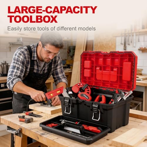 tools box, deep lockable toolbox, 18.7 * 9.9 shown in use