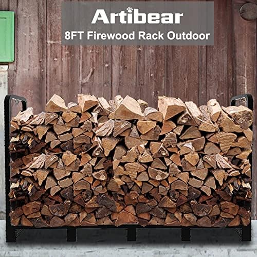 8ft outdoor firewood rack, upgraded heavy duty logs, package contents