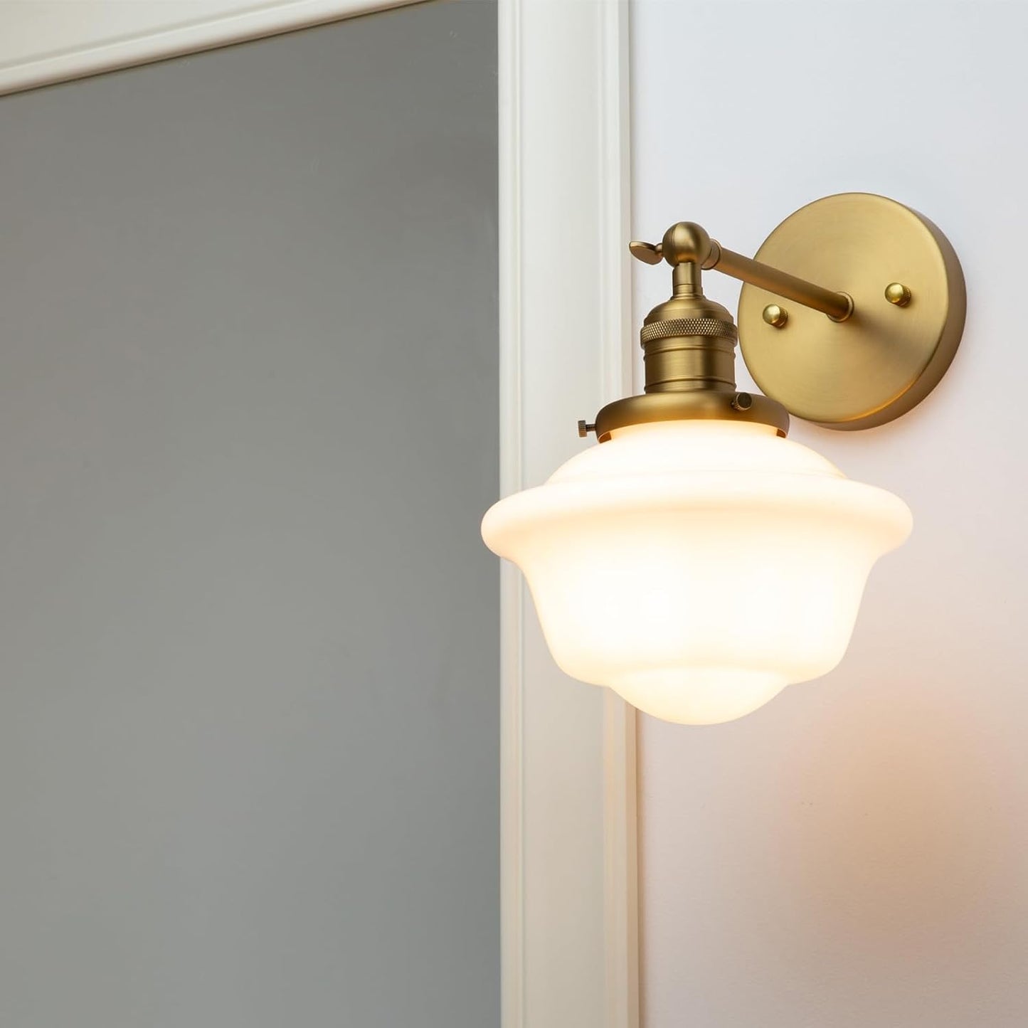 Modern Milk White Wall Sconce | Adjustable Bathroom Vanity Light Fixture, Home Decor Wall Lighting for Bedroom Living Room Hallway Lamp