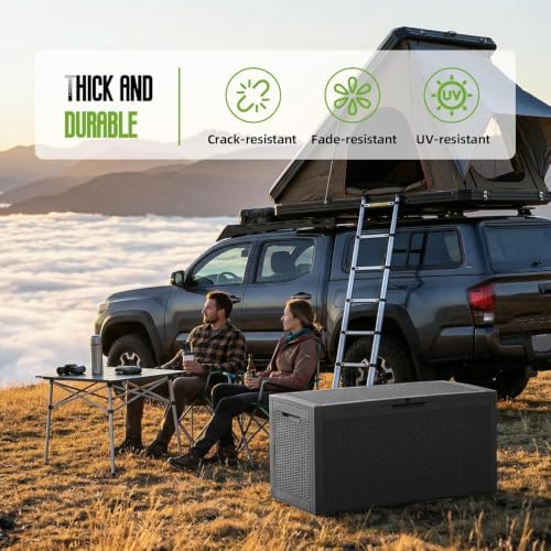 160 gal deck box outdoor waterproof storage bench, close-up detail