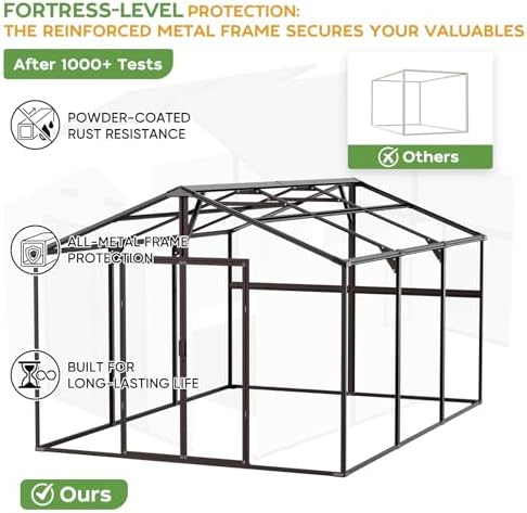wacasa 10x14 ft large resin plastic outdoor storage shown in use