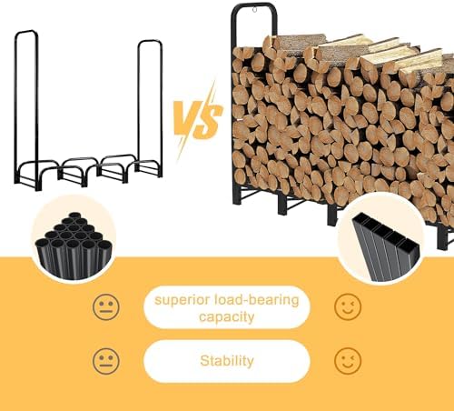 werph 12ft firewood rack outdoor, heavy duty firewood showing dimensions