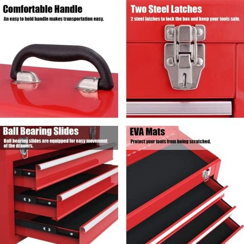ironmax portable tool box, lockable steel tool chest, close-up detail
