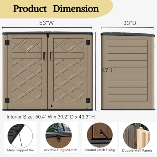 zzm large outdoor storage shed, 48 cu ft showing dimensions
