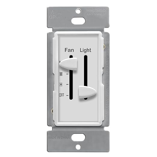 ENERLITES 3 Speed Ceiling Fan Control and LED Dimmer Light Switch, 2.5A Single by Enerlites