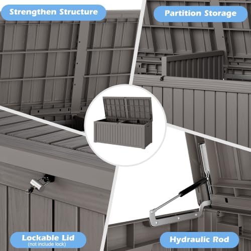 outdoor storage box waterproof, 200 gallon deck box showing dimensions