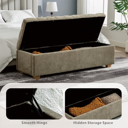 chifee & vingol 60" ottoman with storage oversized showing dimensions