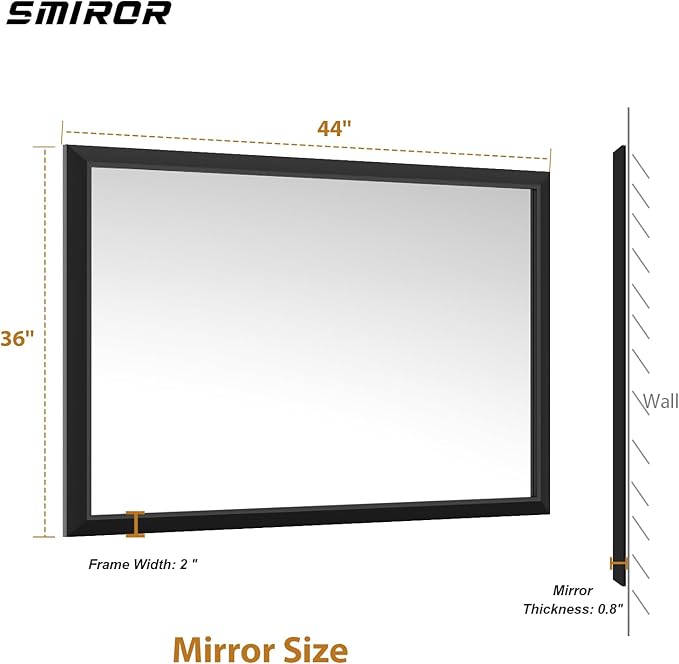 SMIROR Matte Black Bathroom Mirror - Image 5