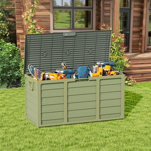 suncrown 75 gallon deck storage box resin outdoor, close-up detail